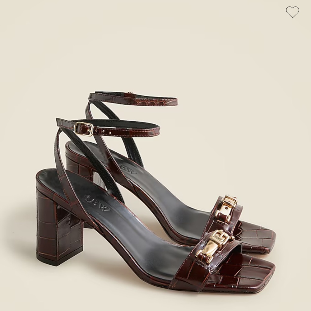 J. Crew Dark Brown Croc-Embossed Heels